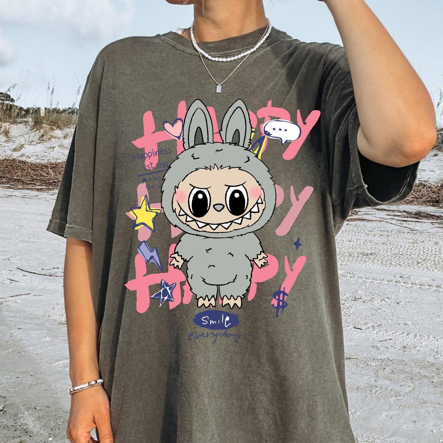 Happy Smile Labubu Shirt, Cute Cartoon Labubu Costume Tee, Fun Kids Graphic Shirt, Perfect Back To School Gift, Birthday Present for Boys and Girls