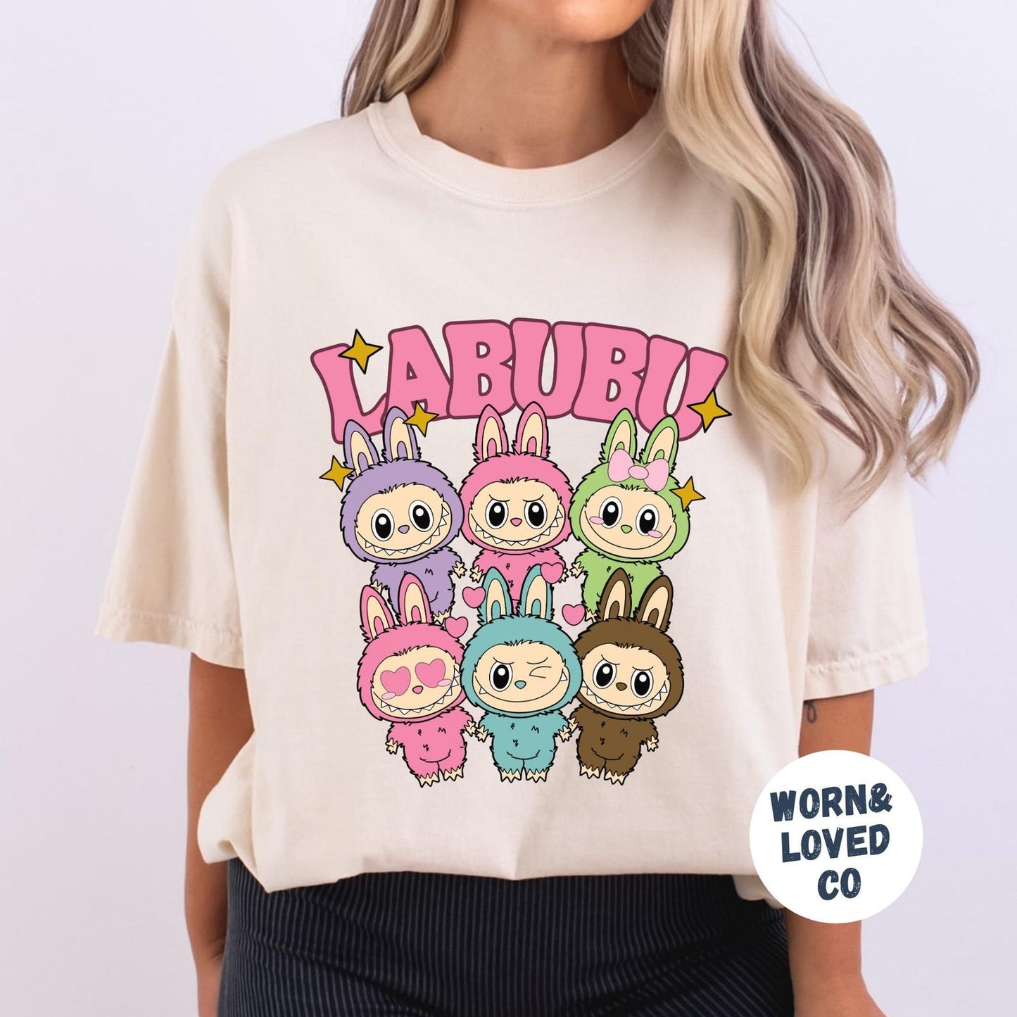 Funny Labubu Shirt, Cute Cartoon T-Shirt, Trendy Doll Gift, Pastel Cartoon Character T-Shirt, Labubu Monsters T-Shirts