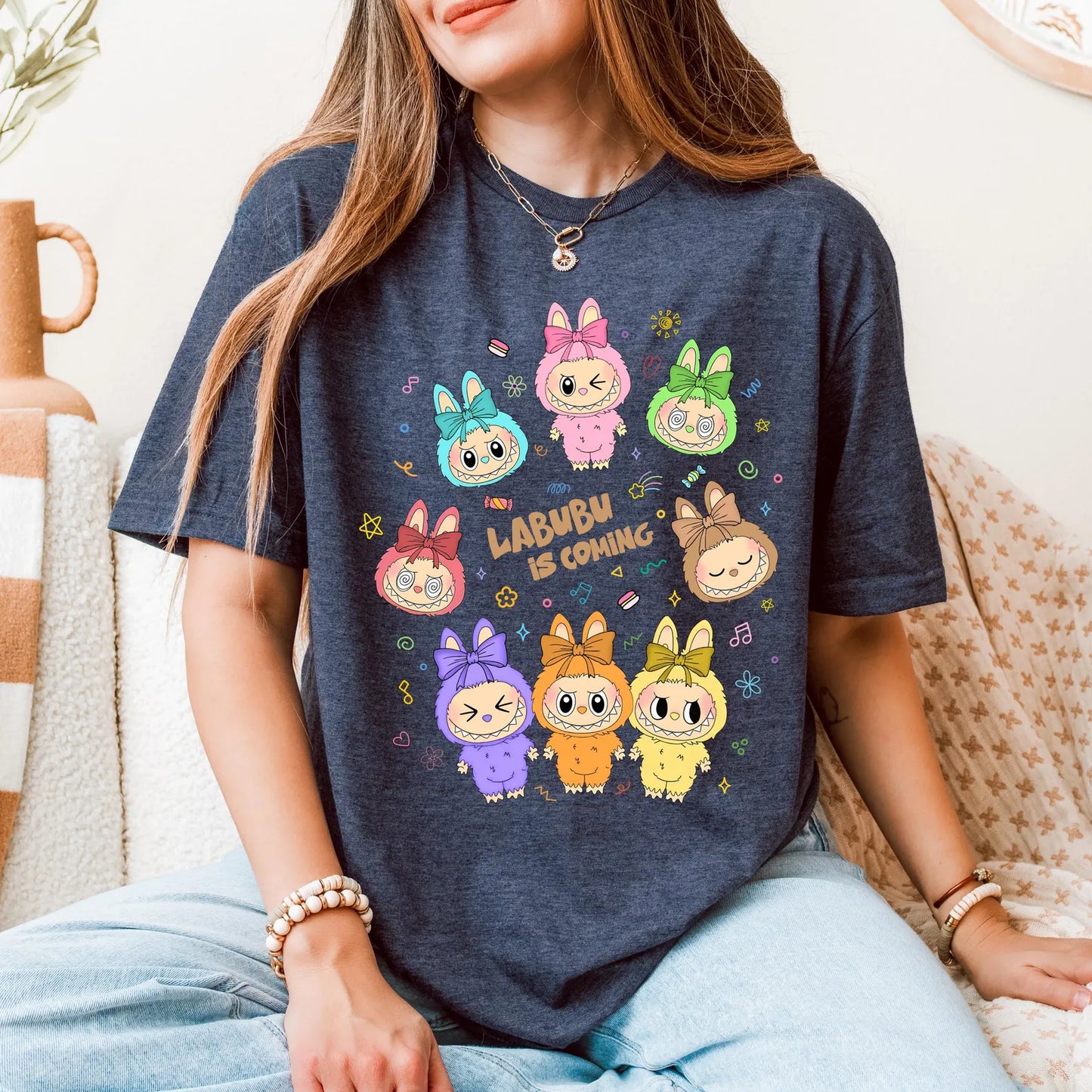 Labubu Shirt, Cute Cartoon T-Shirt, Aesthetic Kawaii Tee, Gift for Her, Soft Graphic Tee, Trendy Cute Shirt, Custom Labubu Design