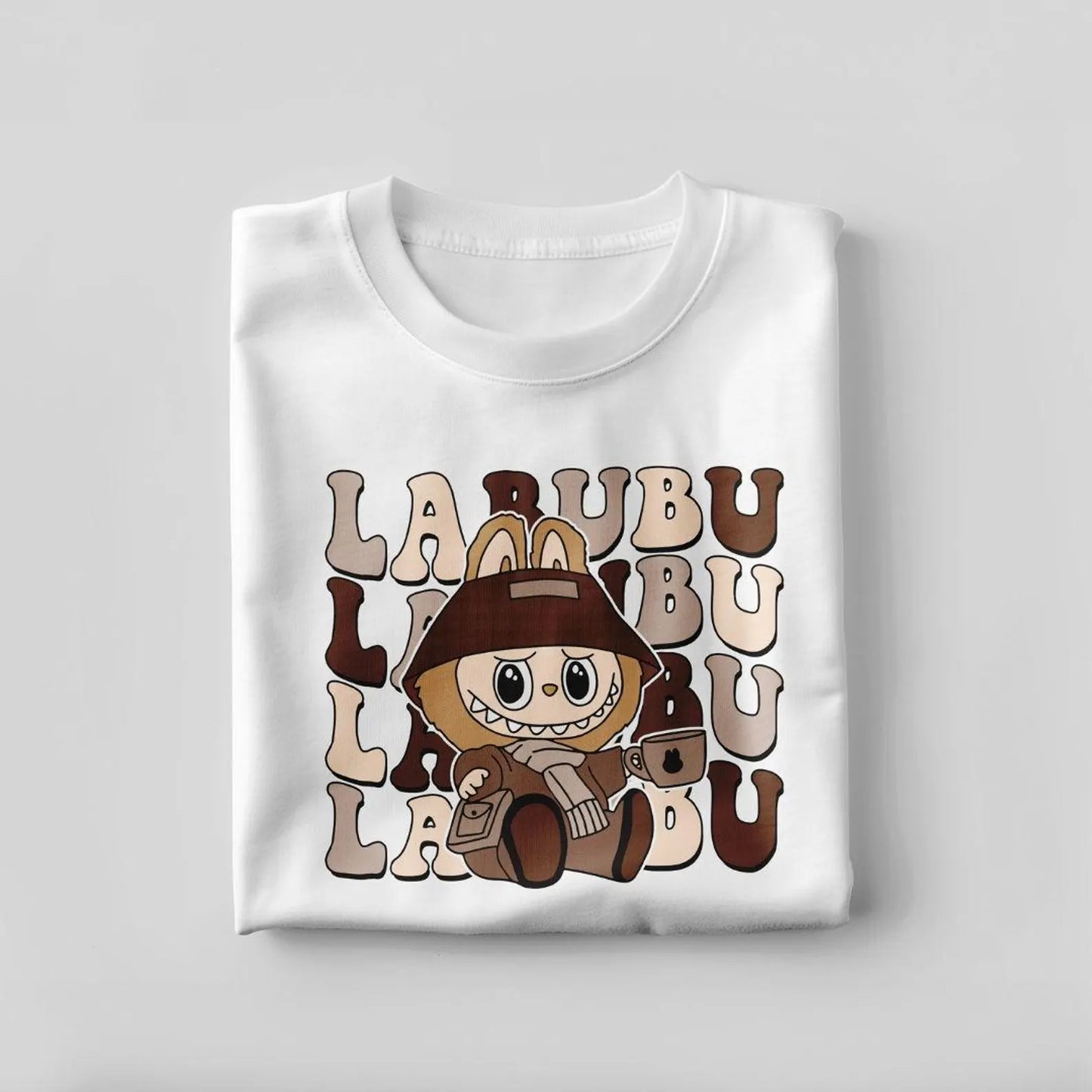 Cute Labubu-Inspired T-Shirt | Brown Aesthetic Cartoon Tee | Unisex Oversized Funny Graphic Tee