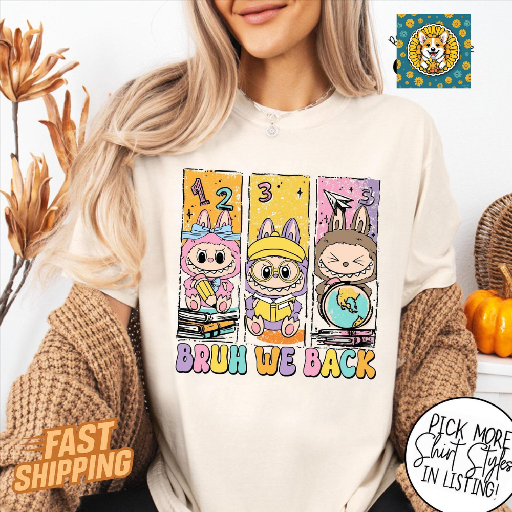 Bruh We Back T-Shirt, Labubu Back To School Shirt, First Day of School Shirt, Last Day Of School Shirt, Gift for Kids Tee, Teacher Gift