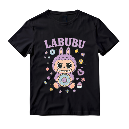 Labubu Shirt, Floral Labubu Donut Shirt, Pastel Cartoon Character Shirt, Cute Labubu Shirt, Labubu Gift, Cute Anime Gift Shirt
