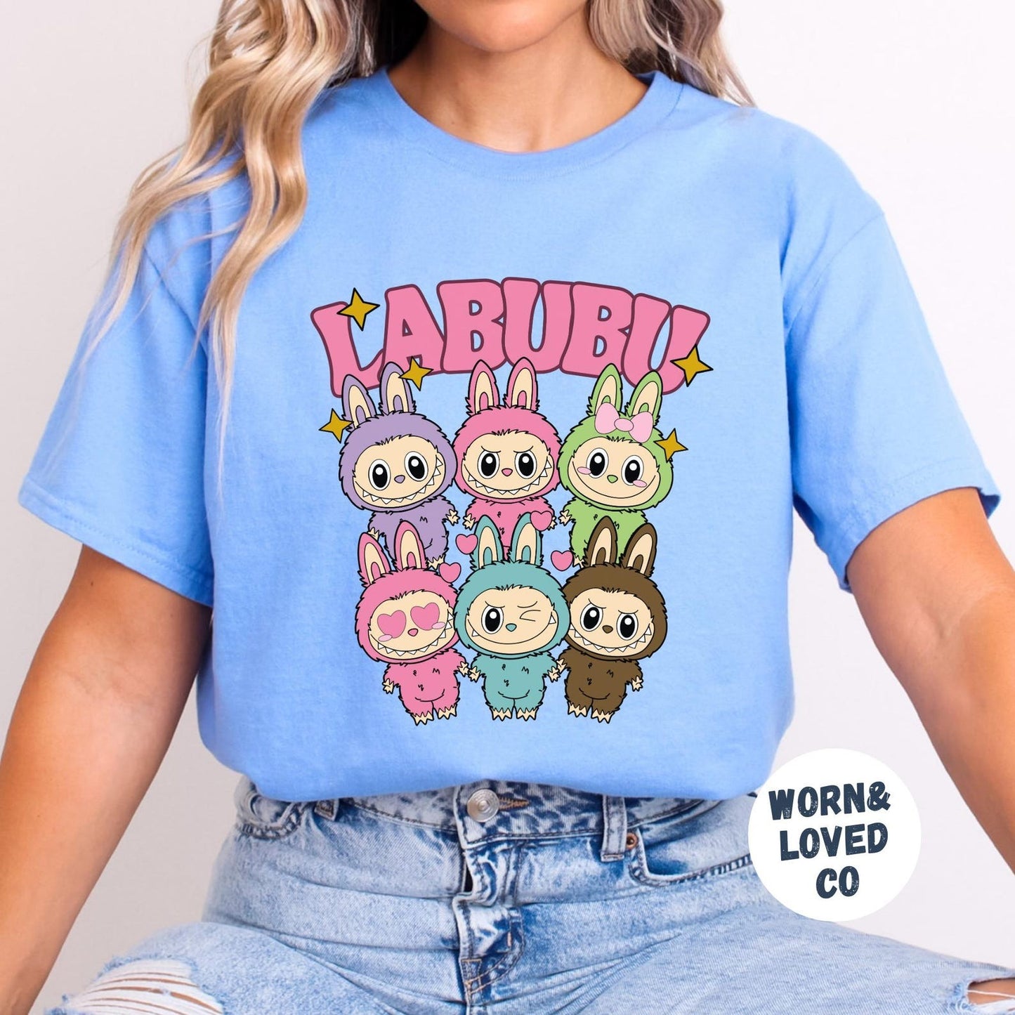 Funny Labubu Shirt, Cute Cartoon T-Shirt, Trendy Doll Gift, Pastel Cartoon Character T-Shirt, Labubu Monsters T-Shirts