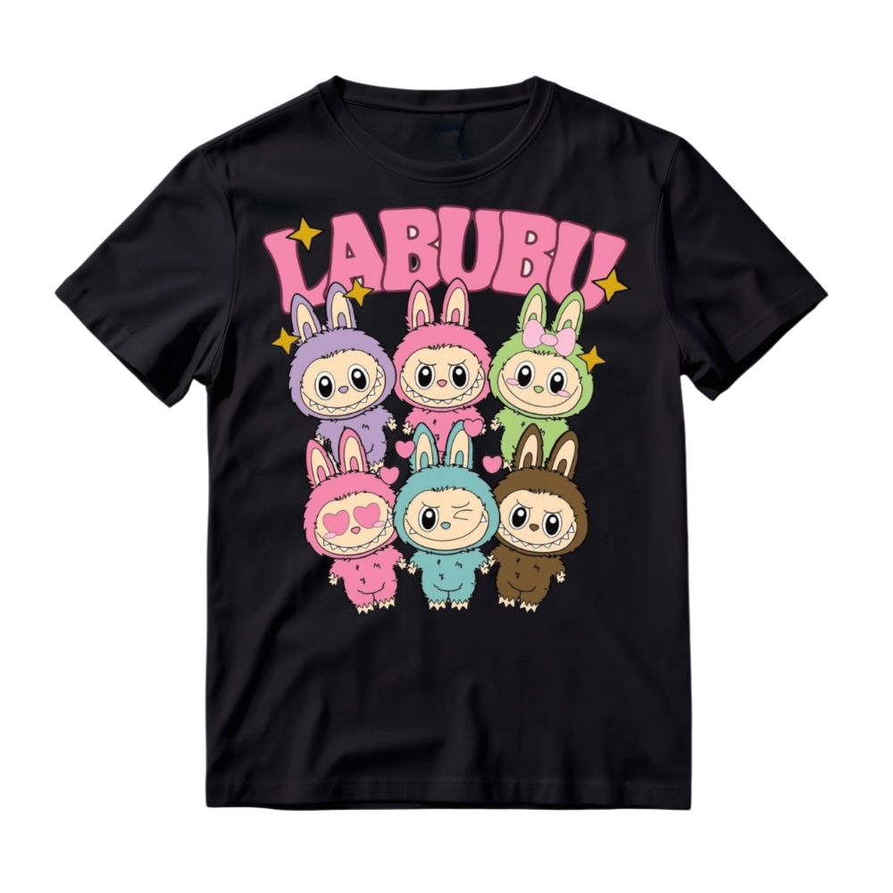 Funny Labubu Shirt, Cute Cartoon T-Shirt, Trendy Doll Gift, Pastel Cartoon Character T-Shirt, Labubu Monsters T-Shirts