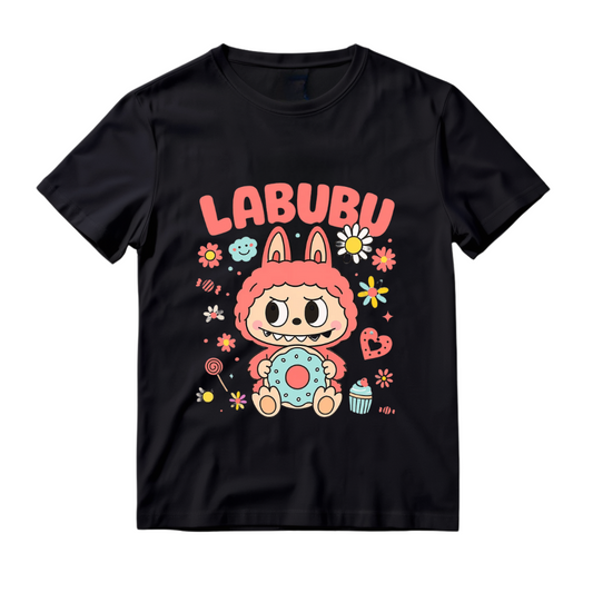 Floral Labubu Donut Shirt, Cartoon Character Shirt,  Aesthetic Shirt, Anime Shirt, Labubu Gift Shirt, Daisy Labubu Shirt, Labubu Tee