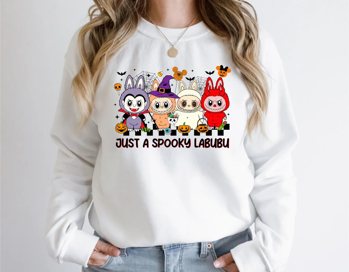 Labubu Halloween Shirt, Half Adorabl Half Haunted Shirt, Monsters Tshirt, Kids Halloween Shirt, Trendy Cartoon Dolls Halloween Tee