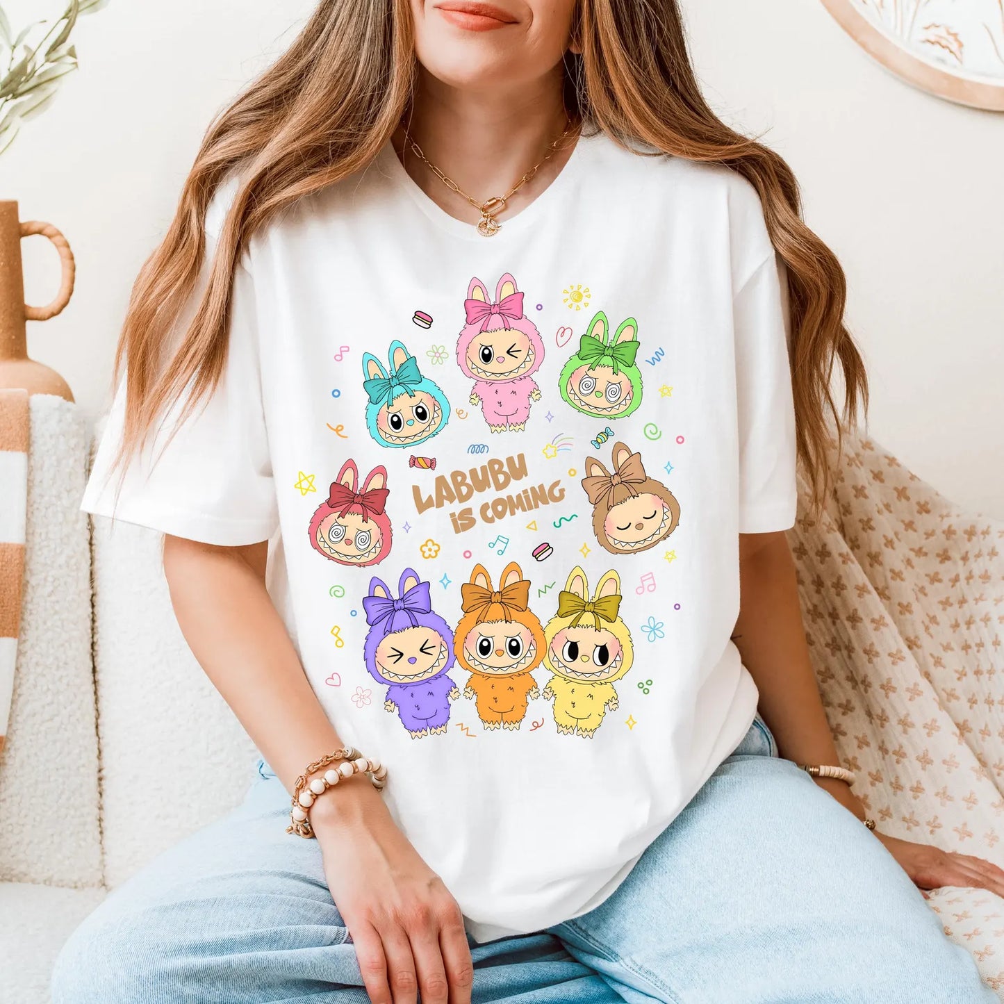Labubu Shirt, Cute Cartoon T-Shirt, Aesthetic Kawaii Tee, Gift for Her, Soft Graphic Tee, Trendy Cute Shirt, Custom Labubu Design