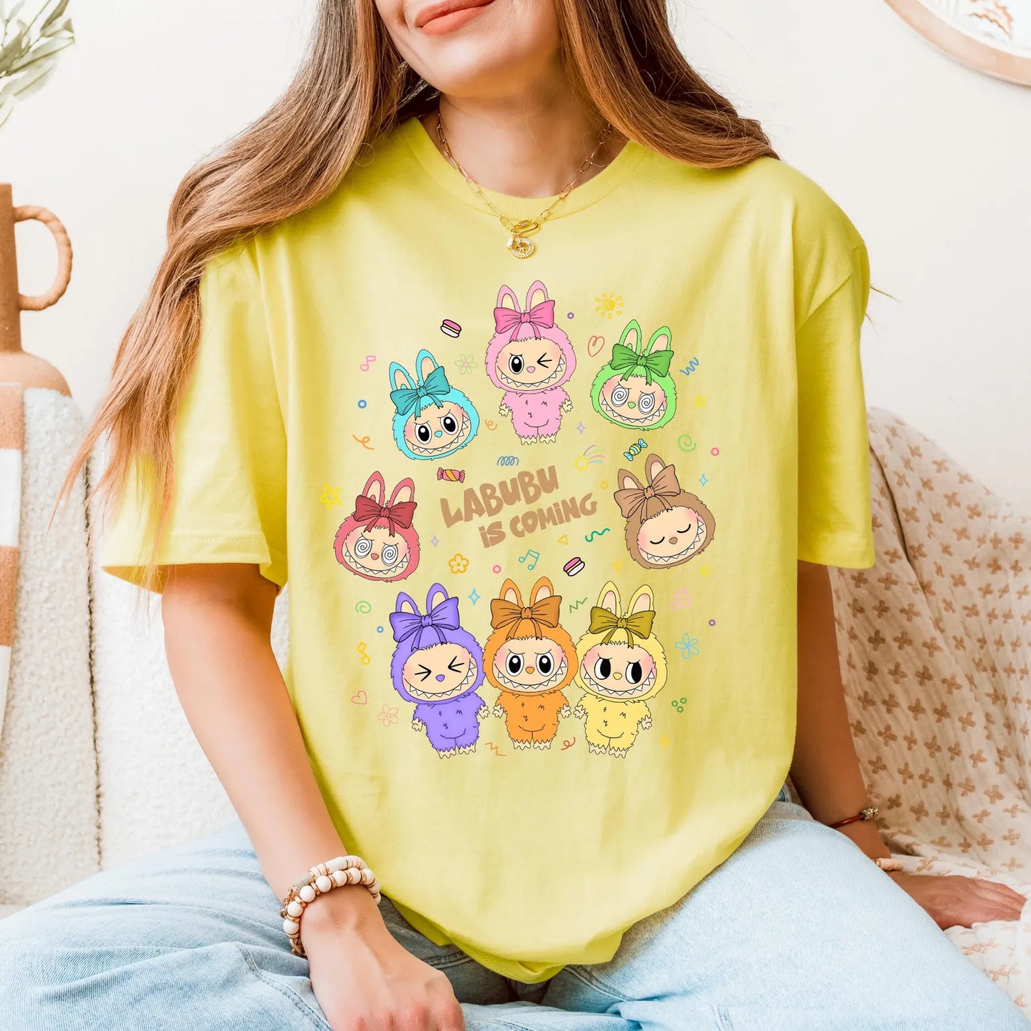 Labubu Shirt, Cute Cartoon T-Shirt, Aesthetic Kawaii Tee, Gift for Her, Soft Graphic Tee, Trendy Cute Shirt, Custom Labubu Design