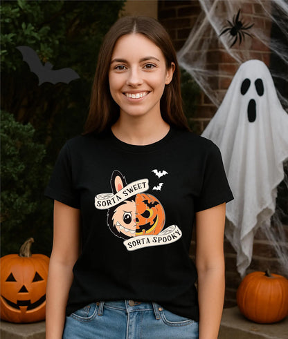 Labubu Sorta Sweet Sorta Spooky Kawaii Monsters Stitch Shirt, Flower Pumpkin Shirt, Halloween PumpkinTee, Horror Shirt, Halloween Party Gift